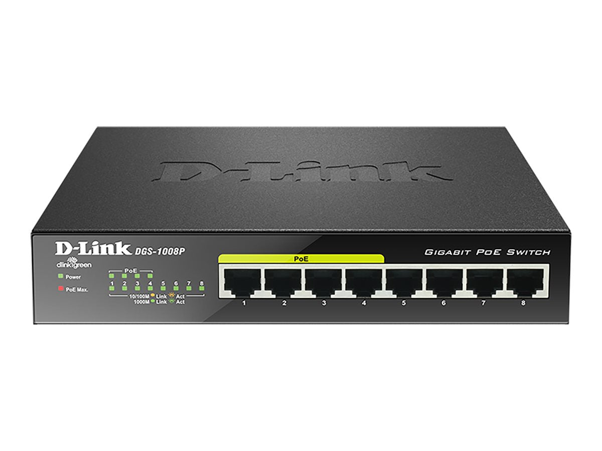 D-Link DGS 1008P - Switch - unmanaged - 4 x 10/100/1000 (PoE)