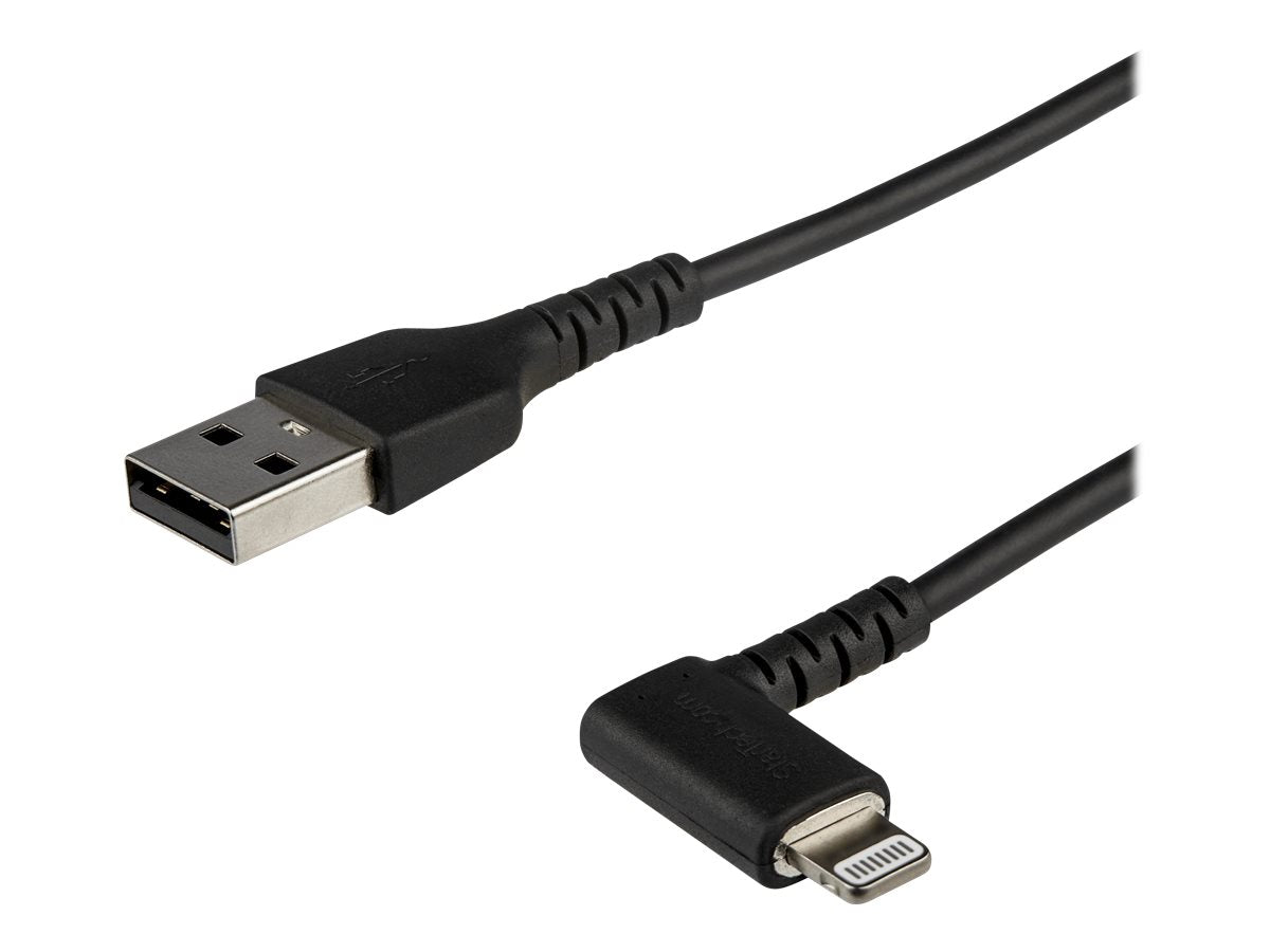 StarTech.com 2m USB-A auf Lightning-Kabel - 90° rechtwinkliges USB Typ-A auf Ladekabel - Synchronisationskabel - Apple MFi-zertifiziert iPad/iPhone 12 - Schwarz (RUSBLTMM2MBR)