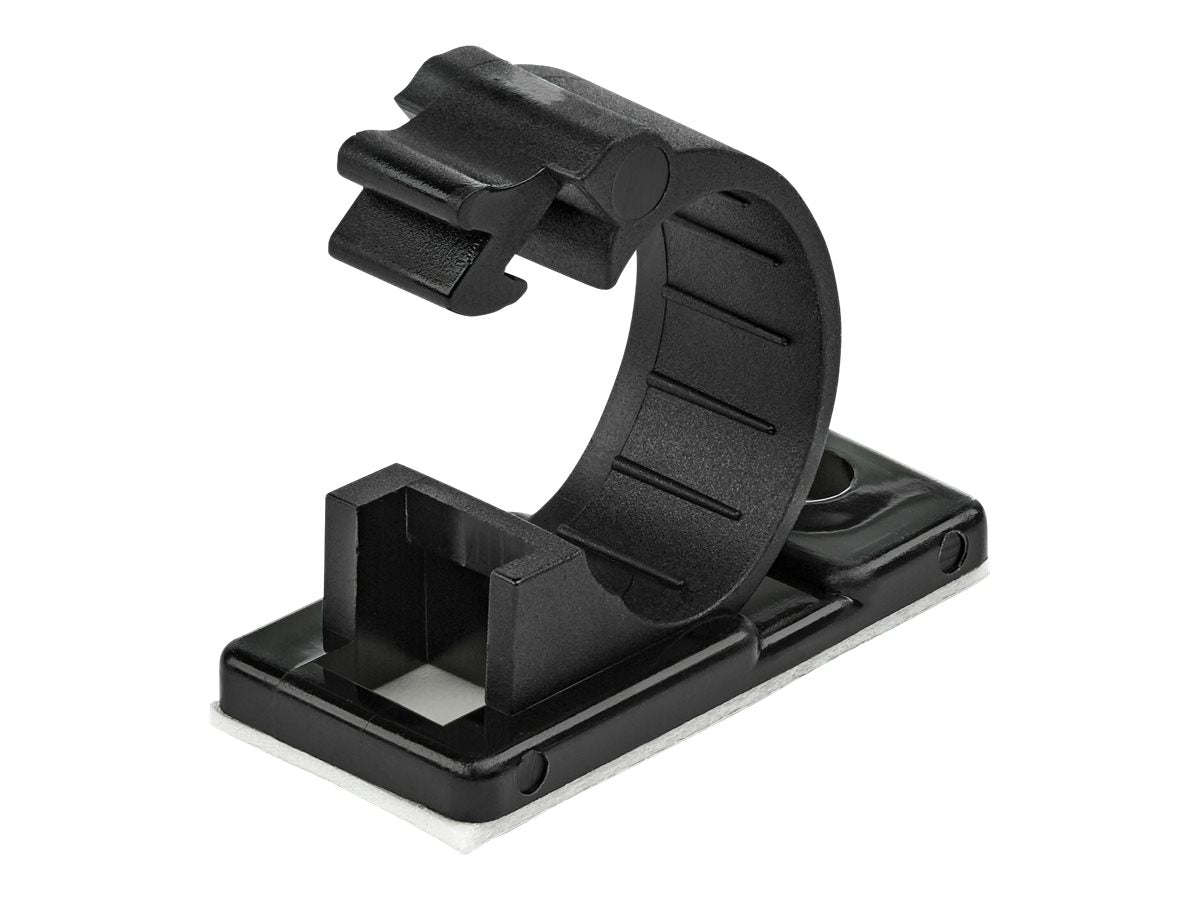 StarTech.com 100 Selbstklebende Kabelklemmen Mittel - PC Kabelmanagement/Kabelhalterung - Kabel Organisator - Netzwerk/USB/Ethernet Kabelclips - Nylonklemme UL/94V-2 Brandklasse - Schwarz (CBMCC2)