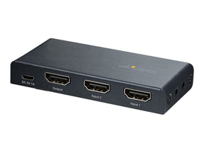 StarTech.com 2-Port 8K HDMI Switch, HDMI 2.1 Switcher 4K 120Hz/8K 60Hz UHD, HDR10+, HDMI Switch 2 In 1 Out, Auto/Manual Source Switching, Remote Control and Power Adapter Included - 7.1 Channel Audio/eARC (2PORT-HDMI-SWITCH-8K)