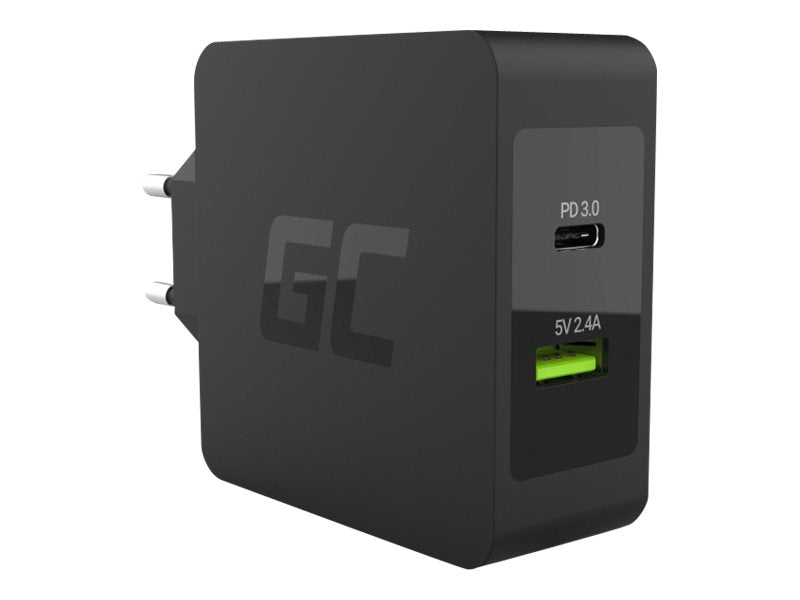 Green Cell Netzteil - 45 Watt - 2 Ausgabeanschlussstellen (USB, 24 pin USB-C)