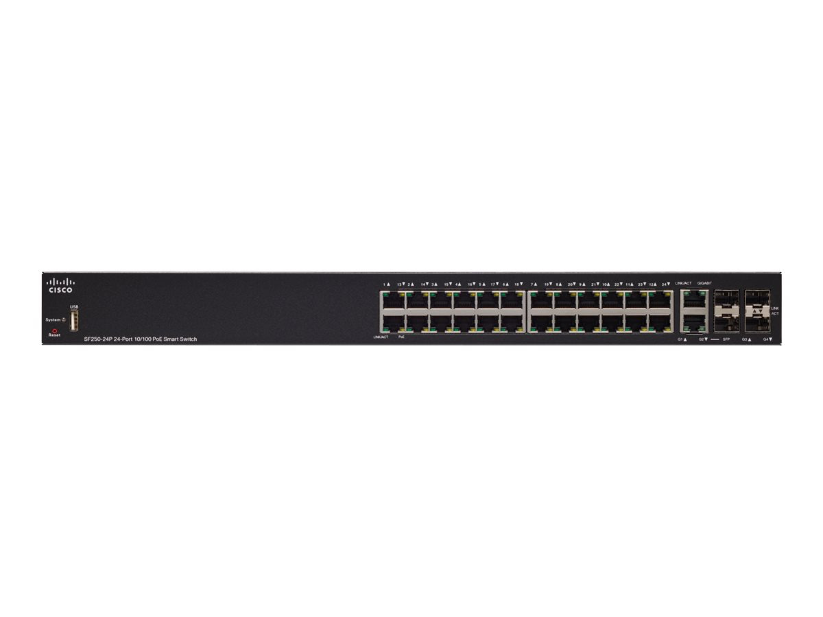 Cisco 250 Series SF250-24P - Switch - Smart - 24 x 10/100 (PoE+)