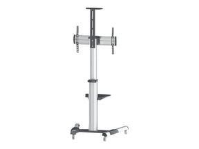 Manhattan TV & Monitor Mount, Trolley Stand, 1 screen, Screen Sizes: 37-65", Silver, VESA 200x200 to 600x400mm, Max 50kg, LFD, Lifetime Warranty - Wagen - für Flachbildschirm / AV-Ausrüstung - Schwarz, Silber - Bildschirmgröße: 94-177.8 cm (37"-70")