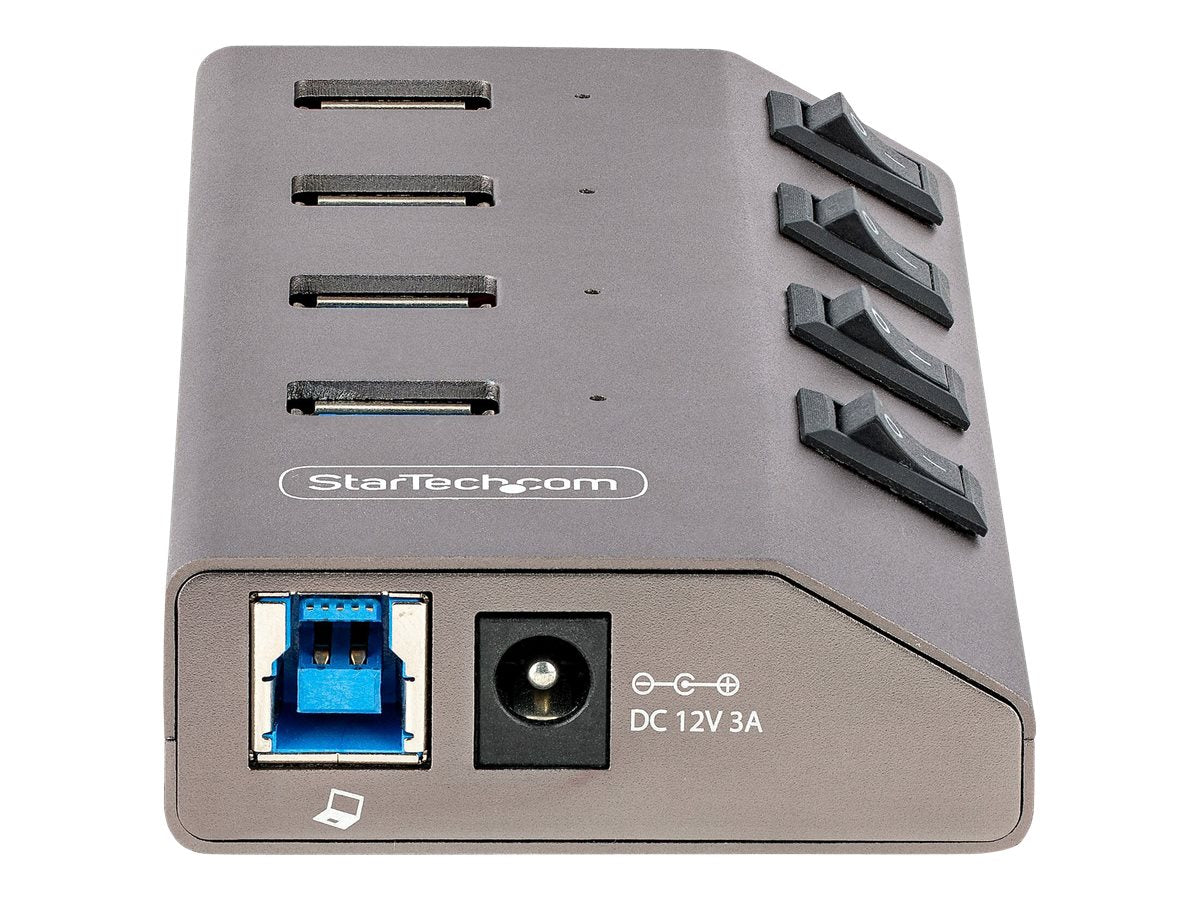 StarTech.com 4-Port Self-Powered USB-C Hub with Individual On/Off Switches, USB 3.0 5Gbps Expansion Hub w/Power Supply, Desktop/Laptop USB-C to USB-A Hub, 4x BC 1.2 (1.5A)