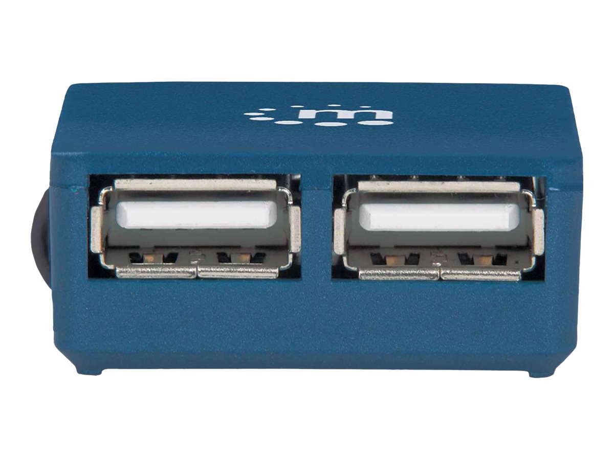 Manhattan USB-A 4-Port Micro Hub, 4x USB-A Ports, Blue, 480 Mbps (USB 2.0)