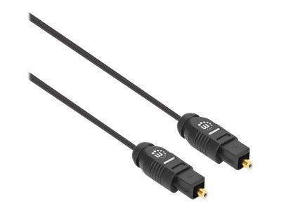 Manhattan Toslink Digital Optical AudioCable, 1m, Male/Male, Toslink S/PDIF, Gold plated contacts, Lifetime Warranty, Polybag - Digitales Audio-Kabel (optisch)