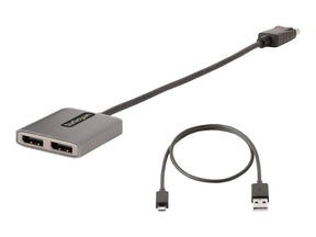 StarTech.com 2-Port DisplayPort MST Hub, Dual 4K 60Hz, DP to 2x DisplayPort Monitor Adapter, DP 1.4 Multi-Monitor Video Adapter w/ 1ft Built-in Cable, USB Powered, Windows Only - Multi Stream Transport Hub (MST14DP122DP)