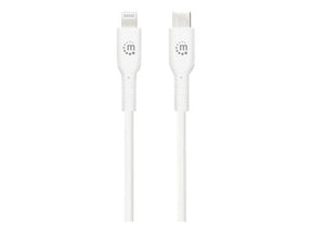 Manhattan USB-C to Lightning Cable, Charge & Sync, 1m, White, For Apple iPhone/iPad/iPod, Male to Male, MFi Certified (Apple approval program)