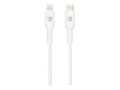 Manhattan USB-C to Lightning Cable, Charge & Sync, 1m, White, For Apple iPhone/iPad/iPod, Male to Male, MFi Certified (Apple approval program)