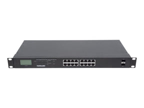 Intellinet 16-Port Gigabit Ethernet PoE+ Switch with 2 SFP Ports, LCD Display, IEEE 802.3at/af Power over Ethernet (PoE+/PoE)