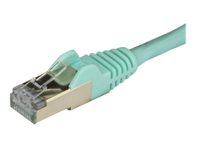 StarTech.com 1m CAT6A Ethernet Cable, 10 Gigabit Shielded Snagless RJ45 100W PoE Patch Cord, CAT 6A 10GbE STP Network Cable w/Strain Relief, Aqua, Fluke Tested/UL Certified Wiring/TIA - Category 6A - 26AWG (6ASPAT1MAQ)