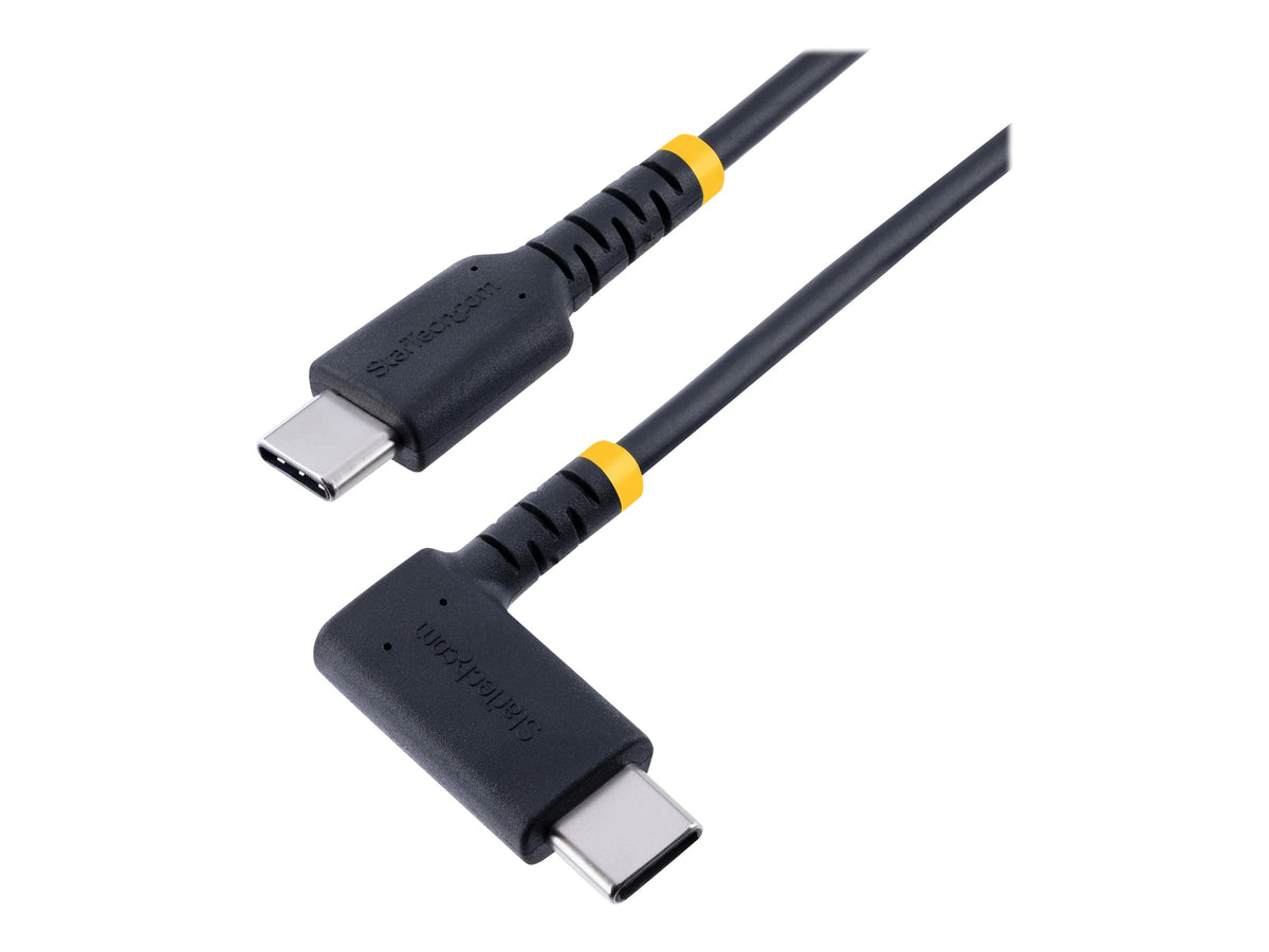 StarTech.com 6in (15cm) USB C Charging Cable Right Angle, 60W PD 3A, Heavy Duty Fast Charge USB-C Cable, USB 2.0 Type-C, Durable and Rugged Aramid Fiber, S20/iPad/Pixel - High Quality USB Charging Cord (R2CCR-15C-USB-CABLE)