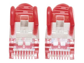 Intellinet Network Patch Cable, Cat7 Cable/Cat6A Plugs, 0.25m, Red, Copper, S/FTP, LSOH / LSZH, PVC, RJ45, Gold Plated Contacts, Snagless, Booted, Polybag - Patch-Kabel - RJ-45 (M)