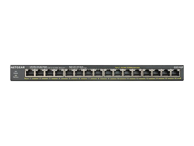 Netgear GS316P - Switch - unmanaged - 16 x 10/100/1000 (PoE+)