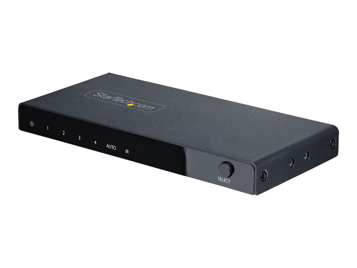 StarTech.com 4-Port 8K HDMI Switch, HDMI 2.1 Switcher 4K 120Hz HDR10+, 8K 60Hz UHD, HDMI Switch 4 In 1 Out, Auto/Manual Source Switching, Remote Control and Power Adapter Included - 7.1 Channel Audio/eARC (4PORT-8K-HDMI-SWITCH)