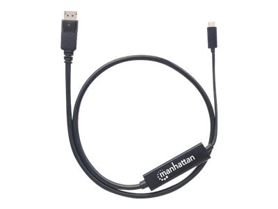 Manhattan USB-C to DisplayPort Cable, 4K@60Hz, 1m, Male to Male, Black, Equivalent to Startech CDP2DP1MBD, Three Year Warranty, Polybag - Adapterkabel - 24 pin USB-C (M)