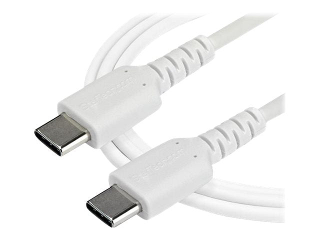 StarTech.com 1m USB-C Ladekabel - Langlebiges USB 2.0 Typ C zu USB C Datenübertragungs-/Schnellladekabel - TPE Mantel Aramidfaser M/M 60W Weiß - Samsung S10 S20 iPad Pro MS Surface (RUSB2AC1MW)