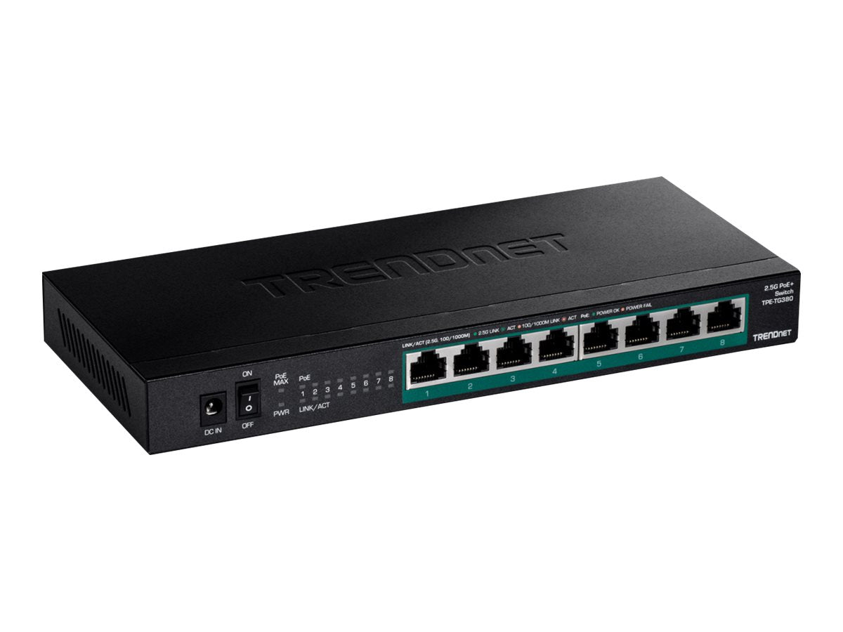 TRENDnet TPE TG380 - Switch - unmanaged - 8 x 10/100/1000/2.5G (PoE+)