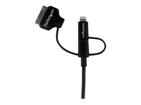 StarTech.com 1m Lightning oder 30-pin Dock oder Micro USB auf USB Kabel - Schwarz - Lade- / Datenkabel - Lade-/Datenkabel - Apple Dock, Micro-USB Typ B, Lightning (M)