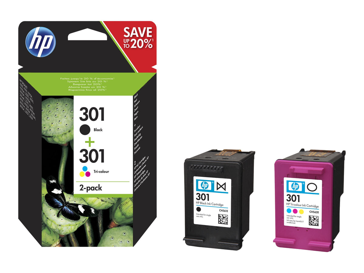 HP 301 - 2er-Pack - Schwarz, Farbe (Cyan, Magenta, Gelb)