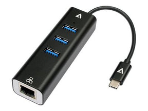 V7 V7UCRJ45USB3 - Hub - 3 x SuperSpeed USB 3.0 + 1 x 1000Base-T