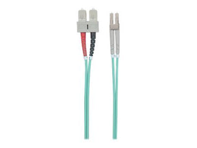 Intellinet Fibre Optic Patch Cable, OM3, LC/SC, 1m, Aqua, Duplex, Multimode, 50/125 Âµm, LSZH, Fiber, Lifetime Warranty, Polybag - Patch-Kabel - SC multi-mode (M)