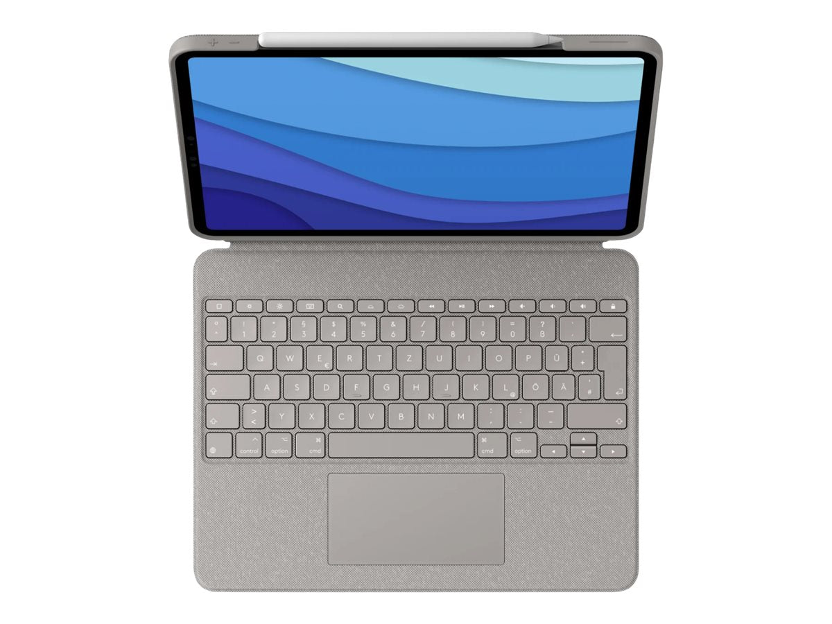 Logitech Combo Touch - Tastatur und Foliohülle - mit Trackpad - hintergrundbeleuchtet - Apple Smart connector - QWERTZ - Deutsch - Sand - für Apple 12.9-inch iPad Pro (5. Generation)