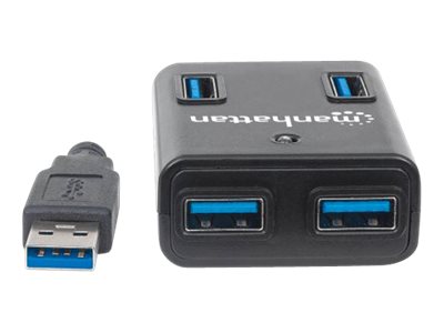 Manhattan USB-A 4-Port Hub, 4x USB-A Ports, 5 Gbps (USB 3.2 Gen1 aka USB 3.0)