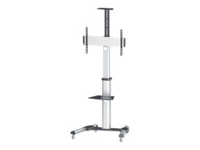 Manhattan TV & Monitor Mount, Trolley Stand, 1 screen, Screen Sizes: 37-65", Silver, VESA 200x200 to 600x400mm, Max 50kg, LFD, Lifetime Warranty - Wagen - für Flachbildschirm / AV-Ausrüstung - Schwarz, Silber - Bildschirmgröße: 94-177.8 cm (37"-70")