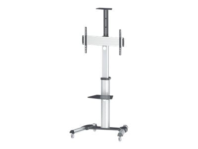 Manhattan TV & Monitor Mount, Trolley Stand, 1 screen, Screen Sizes: 37-65", Silver, VESA 200x200 to 600x400mm, Max 50kg, LFD, Lifetime Warranty - Wagen - für Flachbildschirm / AV-Ausrüstung - Schwarz, Silber - Bildschirmgröße: 94-177.8 cm (37"-70")