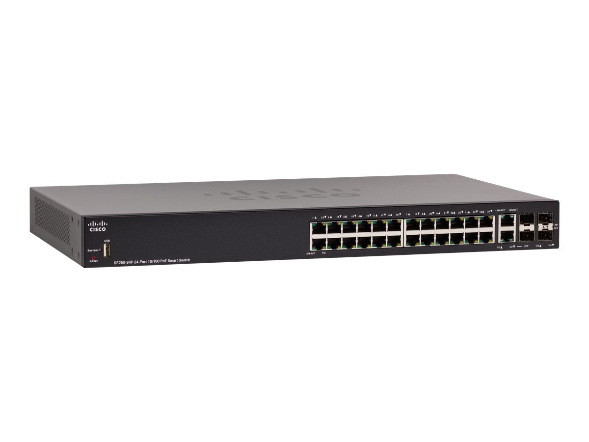 Cisco 250 Series SF250-24P - Switch - Smart - 24 x 10/100 (PoE+)