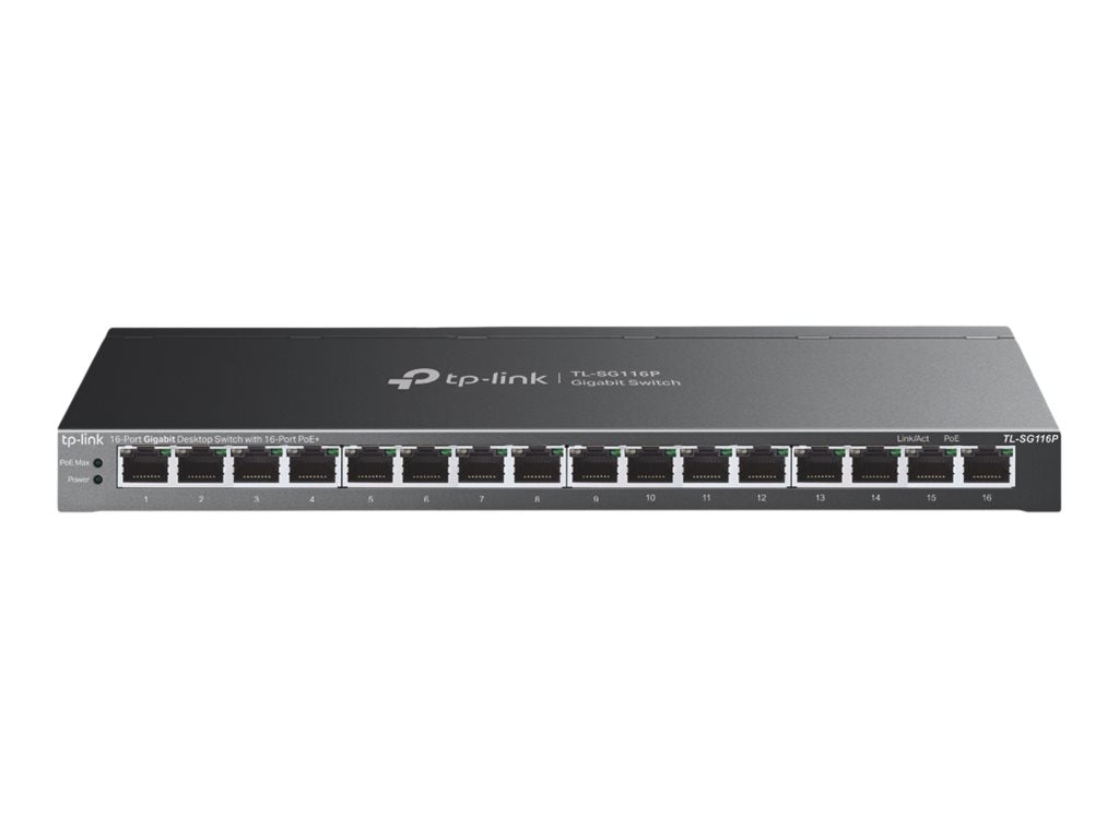 TP-LINK TL-SG116P V1 - Switch - unmanaged - 16 x 10/100/1000 (PoE+)