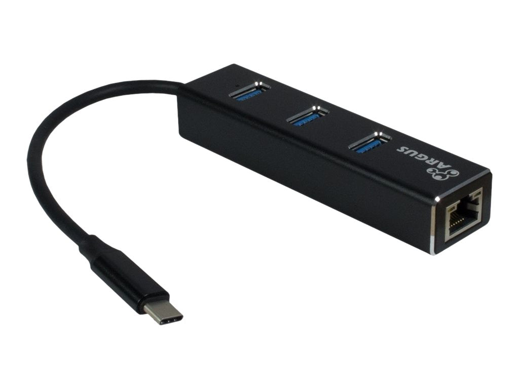 Inter-Tech Argus IT-410 - Hub - 3 x SuperSpeed USB 3.0 + 1 x 10/100/1000