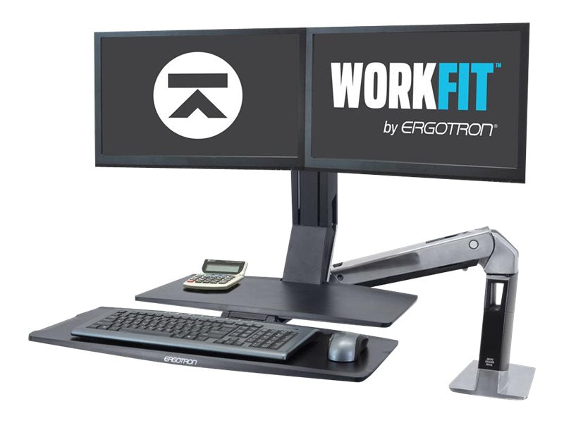 Ergotron WorkFit-A Dual with Worksurface+ Standing Desk - Befestigungskit (Spannbefestigung für Tisch, Flexibler Arm, 2 Drehgelenke, Tastatur-Tablett, Arbeitsoberfläche)