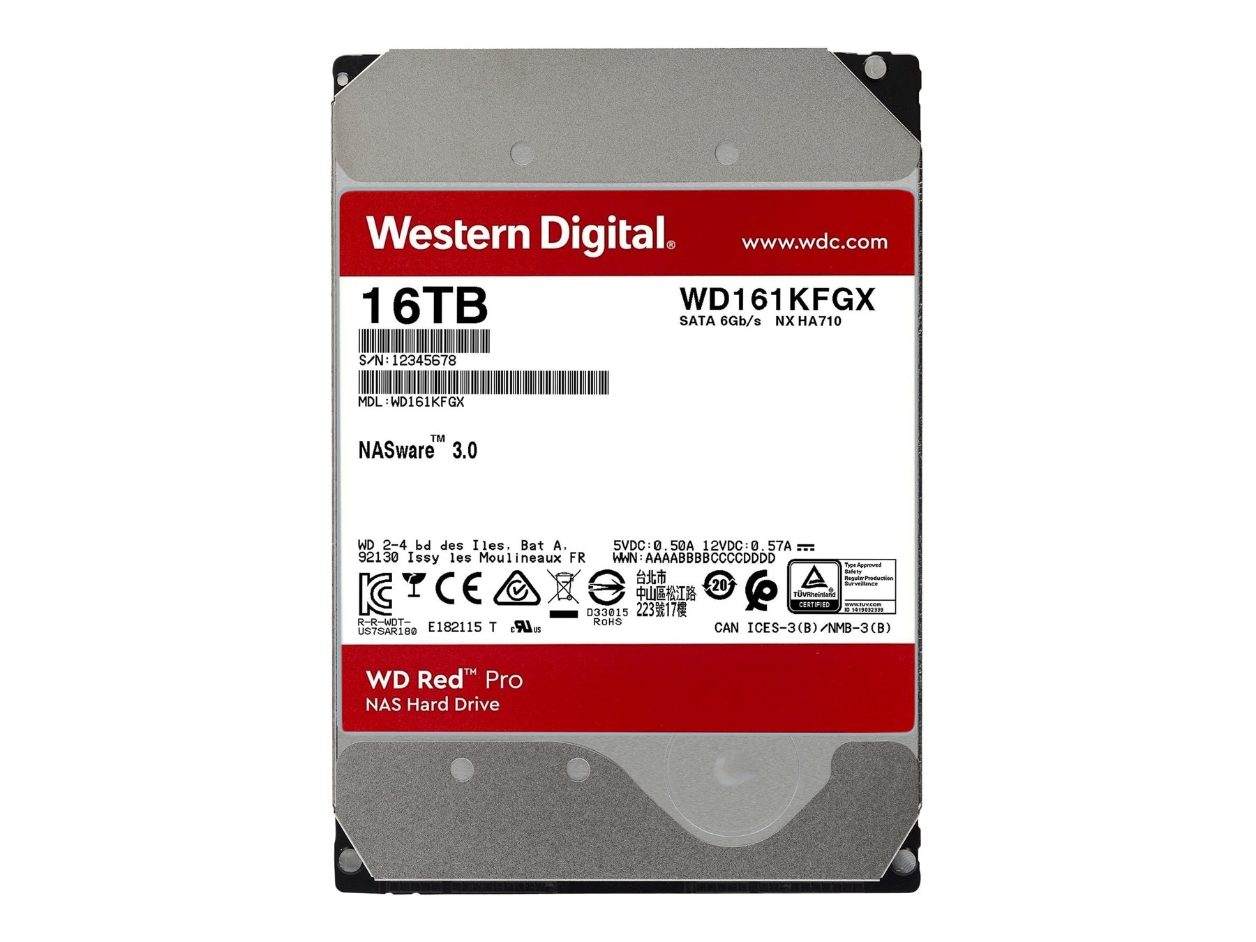 WD Red Pro WD161KFGX - Festplatte - 16 TB - intern - 3.5" (8.9 cm)