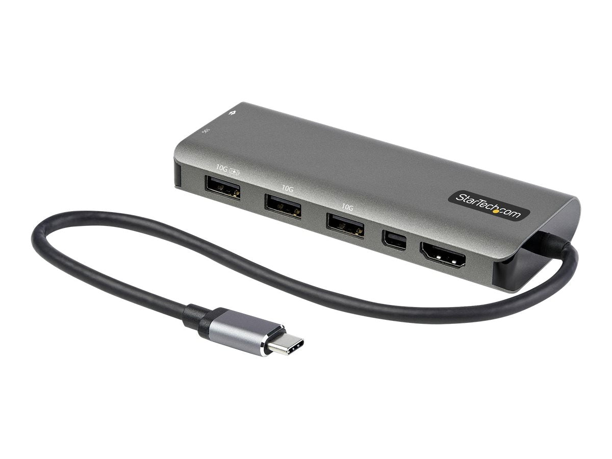 StarTech.com USB-C Multiport Adapter - USB-C auf HDMI oder Mini DisplayPort 4K 60Hz, 100W Power Delivery Pass-Through, 4-Port 10 Gbit/s USB Hub - USB Typ-C Mini Dock - 30cm Kabel (DKT31CMDPHPD)