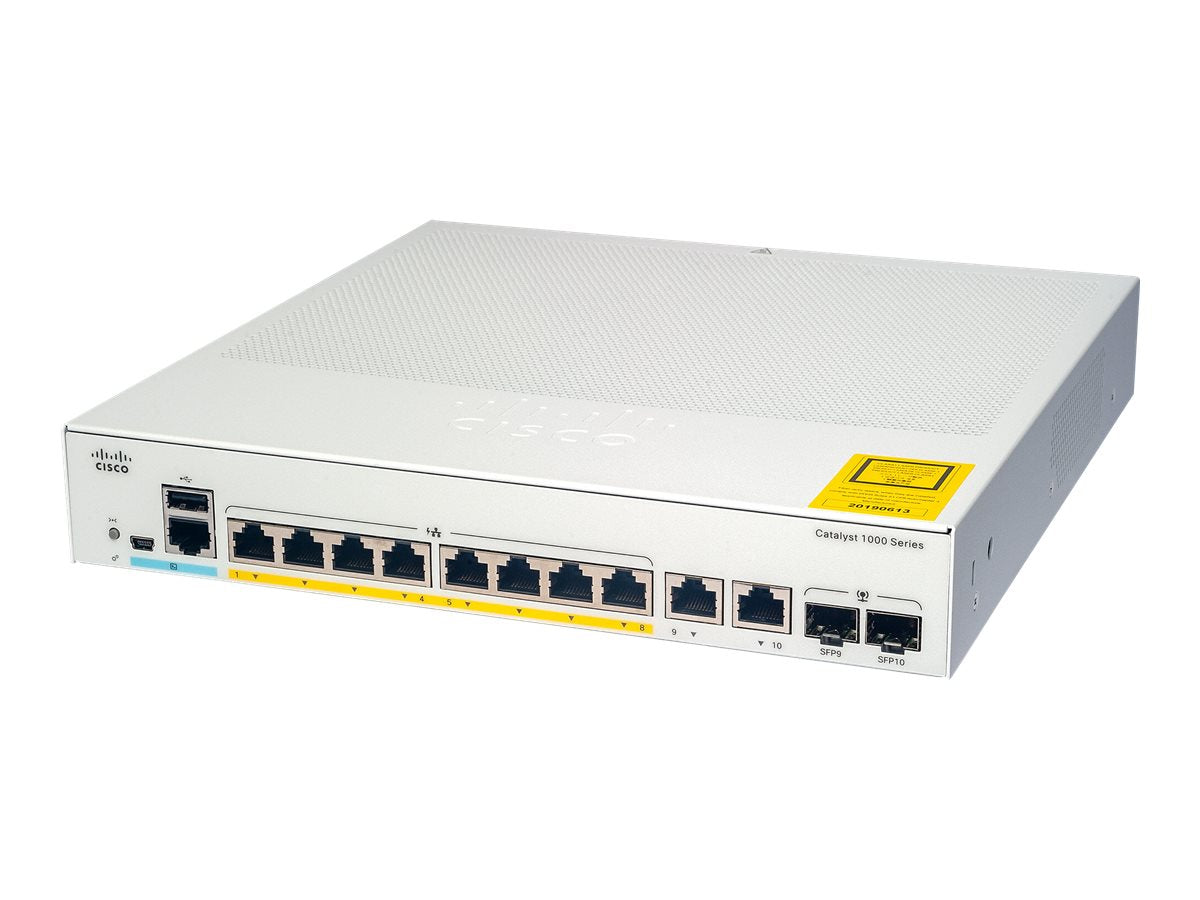 Cisco Catalyst 1000-8P-E-2G-L - Switch - managed - 4 x 10/100/1000 (PoE+)