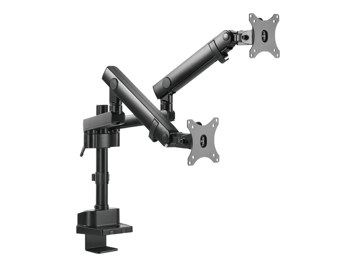 V7 Professional Touch Adjust DMPRO2DTA-3E - Befestigungskit - einstellbarer Arm - für 2 Monitore - Kunststoff, Aluminium, Stahl - Schwarz - Bildschirmgröße: 43.2-81.3 cm (17"-32")