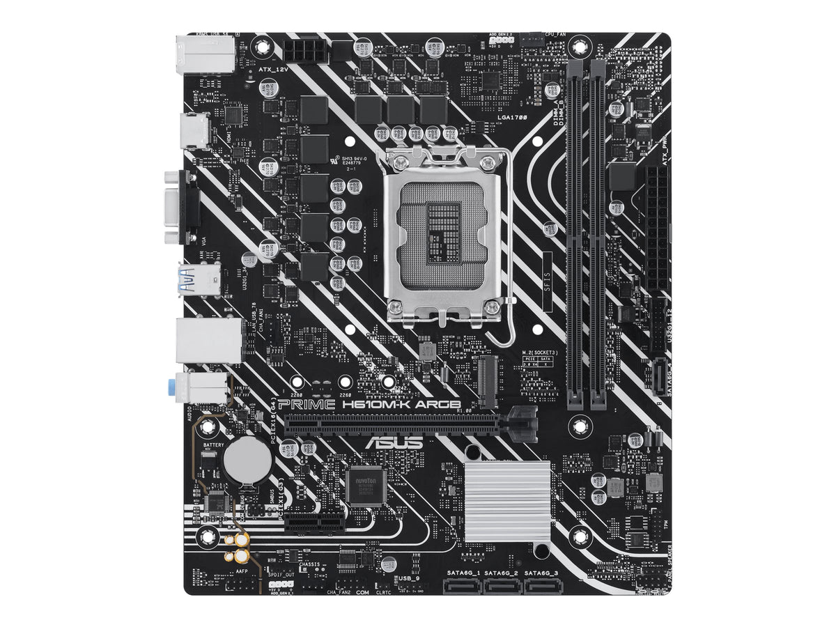 ASUS PRIME H610M-K ARGB - Motherboard - micro ATX - LGA1700-Sockel - H610 Chipsatz - USB 3.2 Gen 1 - Gigabit LAN - Onboard-Grafik (CPU erforderlich)