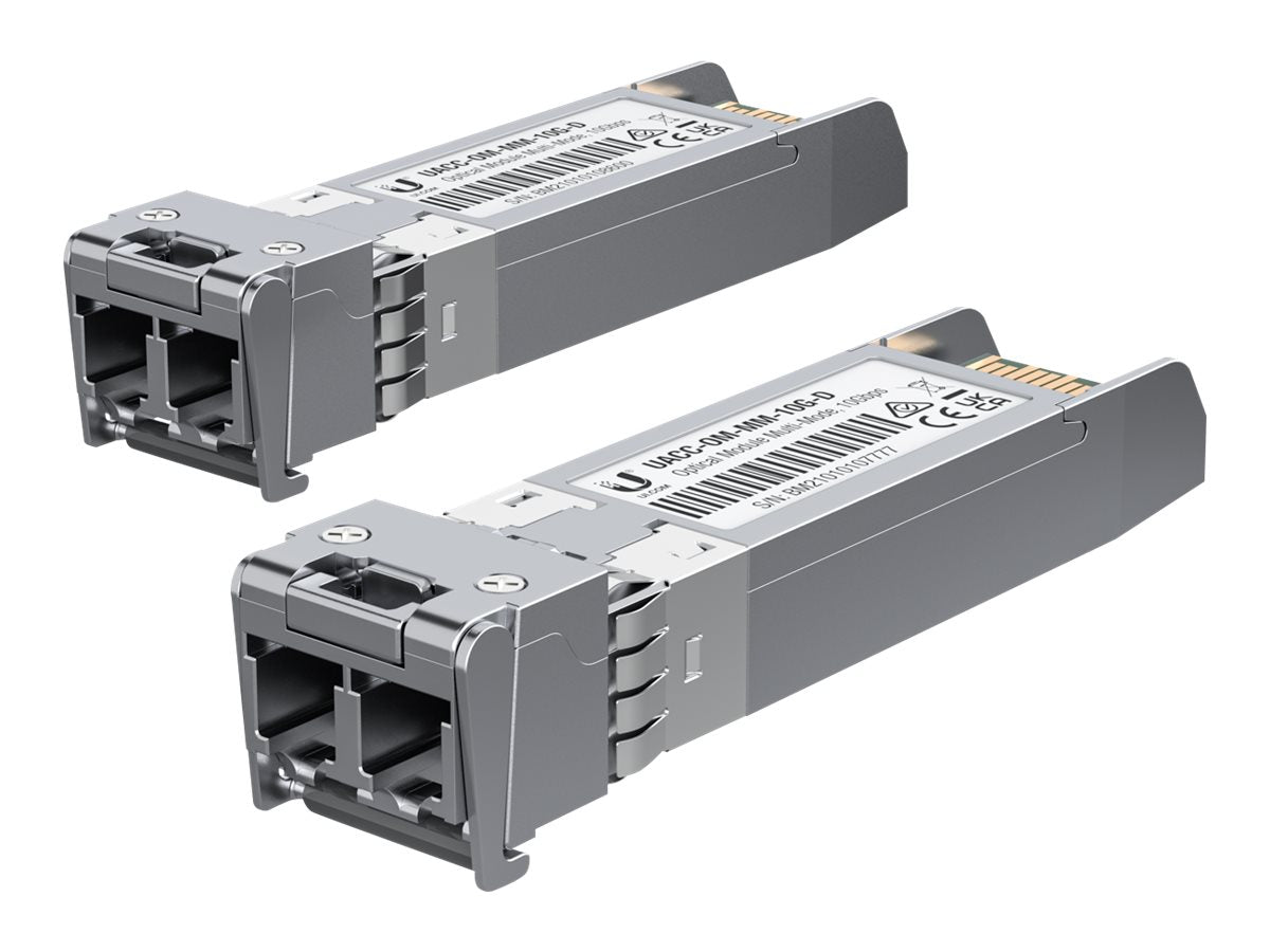 UbiQuiti SFP (Mini-GBIC)-Transceiver-Modul - 10GbE - LC Multi-Mode - bis zu 300 m (Packung mit 2)