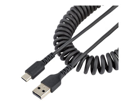 StarTech.com 1m USB A auf USB C Kabel, hochbelastbares Spiralkabel für Laden & Synchronisieren, USB 2.0 A zu Typ-C Ladekabel, robuste Aramidfaser, handy schnellladekabel (R2ACC-1M-USB-CABLE)