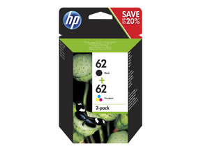 HP 62 Twin Pack - 2er-Pack - Schwarz, Farbe (Cyan, Magenta, Gelb)