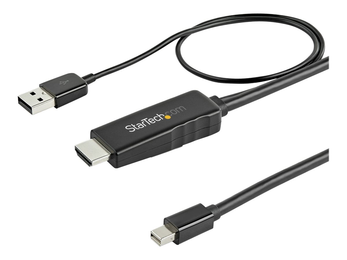 StarTech.com 6ft (2m) HDMI to Mini DisplayPort Cable 4K 30Hz, Active HDMI to mDP Adapter Converter Cable with Audio, USB Powered, Mac & Windows, HDMI Male to mDP Male Video Adapter Cable - HDMI to mDP Converter (HD2MDPMM2M)