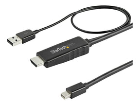 StarTech.com 6ft (2m) HDMI to Mini DisplayPort Cable 4K 30Hz, Active HDMI to mDP Adapter Converter Cable with Audio, USB Powered, Mac & Windows, HDMI Male to mDP Male Video Adapter Cable - HDMI to mDP Converter (HD2MDPMM2M)