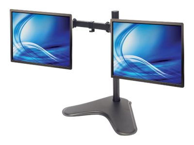 Manhattan TV & Monitor Mount, Desk, Double-Link Arms, 2 screens, Screen Sizes: 10-27", Black, Stand Assembly, Dual Screen, VESA 75x75 to 100x100mm, Max 8kg (each)