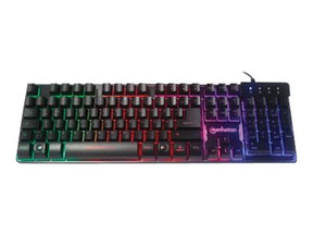 Manhattan Gaming USB Keyboard, Metal Base Edition, 12 Function Keys, Rainbow-LED Backlighting, 19 Anti-Ghost Key Caps, IPX4 (Splashproof)