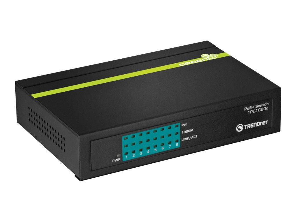 TRENDnet TPE TG80G GREENnet PoE+ Switch - Switch - 8 x 10/100/1000 (PoE+)