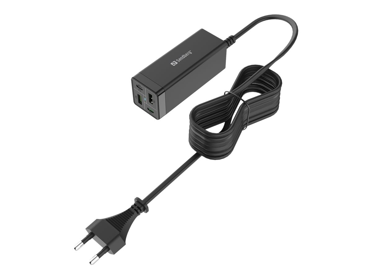 SANDBERG Netzteil - 65 Watt - 3.25 A - PD, QC - 4 Ausgabeanschlussstellen (2 x USB, 2 x USB-C)