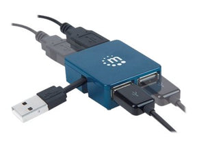 Manhattan USB-A 4-Port Micro Hub, 4x USB-A Ports, Blue, 480 Mbps (USB 2.0)