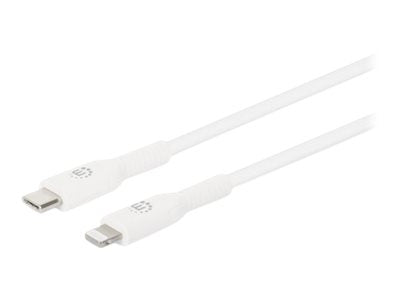 Manhattan USB-C to Lightning Cable, Charge & Sync, 1m, White, For Apple iPhone/iPad/iPod, Male to Male, MFi Certified (Apple approval program)